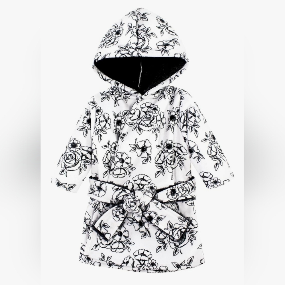 Hudson Baby Black Toile BabyMink with Faux Fur Lining Pool & Beach Robe Cover-up